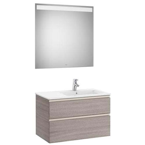 [PROCA851513547] Conjunto Pack The Gap (mueble base c/2 cajones, lavabo derecha y espejo LED) 805x460x537 mm, gris mate, (A851513547)