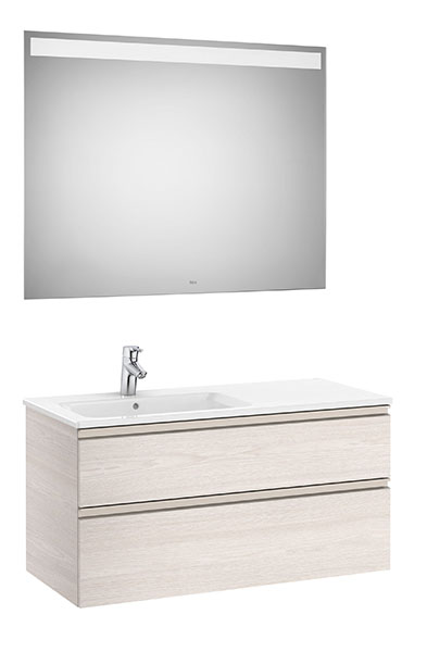 [PROCA851514434] Conjunto Pack The Gap (mueble base c/2 cajones, lavabo izquierda y espejo LED) 1005x460x537 mm, fresno nórdico, (A851514434)