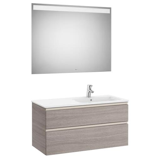 [PROCA851515547] Conjunto Pack The Gap (mueble base c/2 cajones, lavabo derecha y espejo LED) 1005x460x537 mm, gris mate, (A851515547