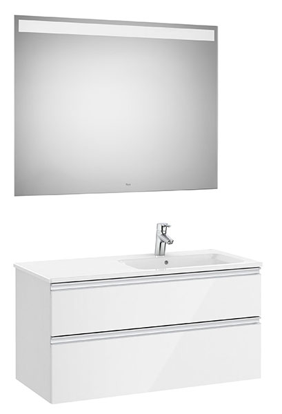 [PROCA851515806] Conjunto Pack The Gap (mueble base c/2 cajones, lavabo derecha y espejo LED) 1005x460x537 mm, blanco brillo, (A851515806)