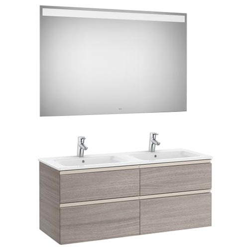 Conjunto Pack The Gap (mueble base c/4 cajones, lavabo doble y espejo LED) 1200x460x537 mm, blanco mate, (A851516509)