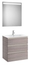 Conjunto Pack The Gap (mueble base c/3 cajones, lavabo central y espejo LED) 705x460x763 mm, roble city text., (A851518402)