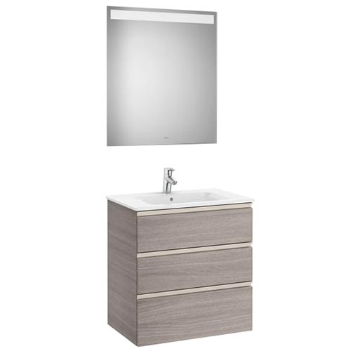 Conjunto Pack The Gap (mueble base c/3 cajones, lavabo central y espejo LED) 705x460x763 mm, azul mate, (A851518548)