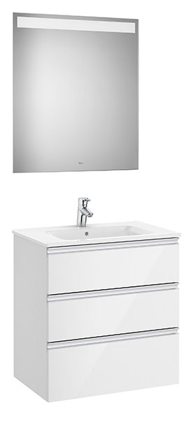 [PROCA851518806] Conjunto Pack The Gap (mueble base c/3 cajones, lavabo central y espejo LED) 705x460x763 mm, blanco brillo, (A851518806)