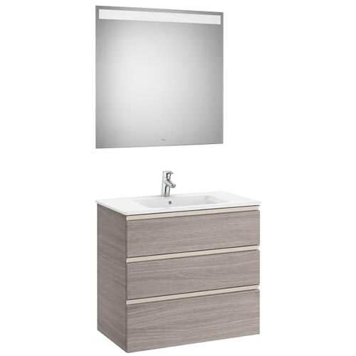 Conjunto Pack The Gap (mueble base c/3 cajones, lavabo central y espejo LED) 805x460x763 mm, azul mate, (A851519548)