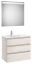 Conjunto Pack The Gap (mueble base c/3 cajones, lavabo izquierda y espejo LED) 805x460x763 mm, fresno nórdico, (A851520434)
