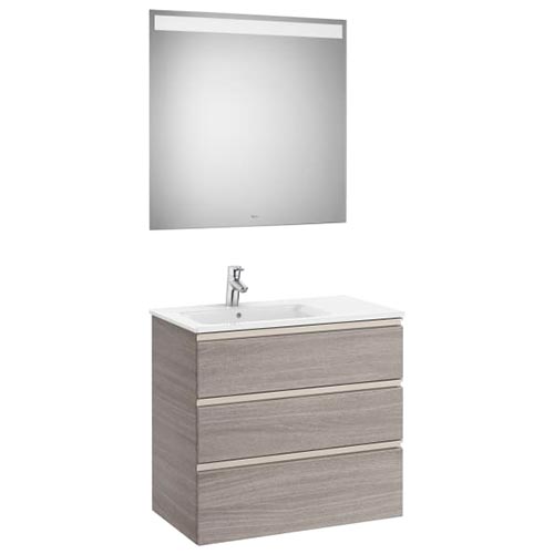 [PROCA851520509] Conjunto Pack The Gap (mueble base c/3 cajones, lavabo izquierda y espejo LED) 805x460x763 mm, blanco mate, (A851520509)