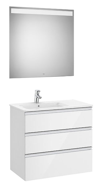 [PROCA851520806] Conjunto Pack The Gap (mueble base c/3 cajones, lavabo izquierda y espejo LED) 805x460x763 mm, blanco brillo, (A851520806)