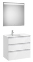 Conjunto Pack The Gap (mueble base c/3 cajones, lavabo izquierda y espejo LED) 805x460x763 mm, blanco brillo, (A851520806)