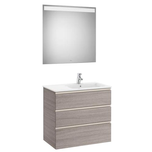 [PROCA851521547] Conjunto Pack The Gap (mueble base c/3 cajones, lavabo derecha y espejo LED) 805x460x763 mm, gris mate, (A851521547)