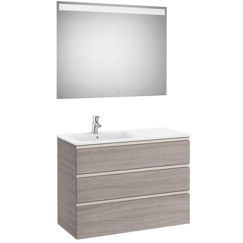 [PROCA851522547] Conjunto Pack The Gap (mueble base c/3 cajones, lavabo izquierda y espejo LED) 1005x460x763 mm, gris mate, (A851522547)