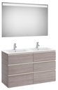 Conjunto Pack The Gap (mueble base c/6 cajones, lavabo doble y espejo LED) 1200x460x763 mm, roble city text., (A851524402)