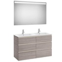 Conjunto Pack The Gap (mueble base c/6 cajones, lavabo doble y espejo LED) 1200x460x763 mm, nogal, (A851524517)