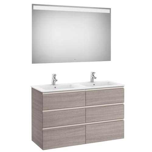 [PROCA851524548] Conjunto Pack The Gap (mueble base c/6 cajones, lavabo doble y espejo LED) 1200x460x763 mm, azul mate, (A851524548)