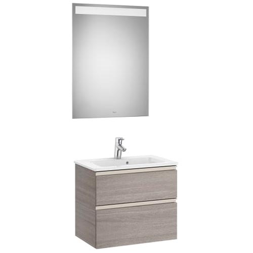 Conjunto Pack The Gap (mueble base compacto c/2 cajones, lavabo y espejo LED) 605x380x537 mm, azul mate, (A851526548)