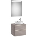 Mueble base Pack The Gap c/2 cajones, p/lavabo de sobre encimera central y espejo LED, 605x460x537 mm, nogal, (A851531517)