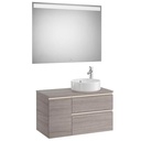 Mueble base Pack The Gap c/2 cajones, p/lavabo de sobre encimera derecha y espejo LED, 900x460x537 mm, nogal, (A851533517)