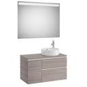 Mueble base Pack The Gap c/2 cajones, p/lavabo de sobre encimera derecha y espejo LED, 900x460x537 mm, gris mate, (A851533547)