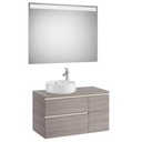 Mueble base Pack The Gap c/2 cajones, p/lavabo de sobre encimera izquierda y espejo LED, 900x460x537 mm, azul mate, (A851534548)