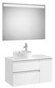 Conjunto Pack The Gap (mueble base 2 caj., espejo LED, p/lav. sobre encim. izq.) 900x460x537 mm, bl. brillo, (A851534806)