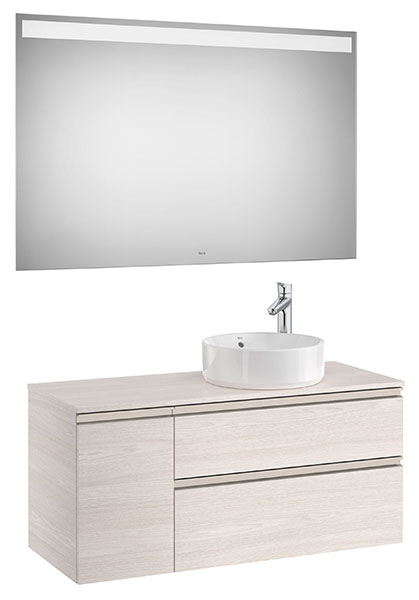 [PROCA851535434] Conjunto Pack The Gap (mueble base 2 caj., espejo LED, p/lav. sobre encim. dcha.) 1100x460x537 mm, fresno nórdico, (A851535434)