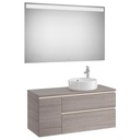 Mueble base Pack The Gap c/2 cajones, p/lavabo de sobre encimera derecha y espejo LED, 1100x460x537 mm, nogal, (A851535517)