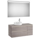 Mueble base Pack The Gap c/2 cajones, p/lavabo de sobre encimera izquierda y espejo LED, 1100x460x537 mm, nogal, (A851536517)