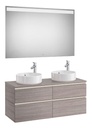 Conjunto Pack The Gap (mueble base 4 caj., espejo LED, p/2 lav. sobre encimera) 1200x460x537 mm, roble city text., (A851537402)