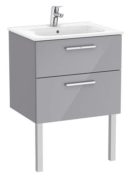 [PROCA851592516] Conjunto Unik New Victoria (mueble base c/2 cajones y lavabo) 605x453x515 mm, gris brillo, (A851592516)