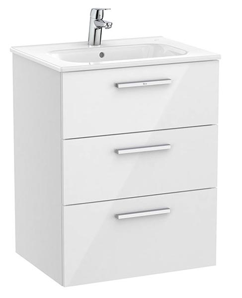 Conjunto Unik Family New Victoria (mueble base c/3 cajones y lavabo) 605x453x741 mm, blanco brillo, (A851596806)