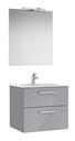 Conjunto Pack New Victoria (mueble base c/2 caj., lavabo, espejo, aplique LED) 605x453x515 mm, gris brillo, (A851602516)