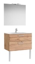 Conjunto Pack New Victoria (mueble base c/2 caj., lavabo, espejo, aplique LED) 805x453x515 mm, nogal, (A851604517)
