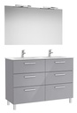 Conj. Pack New Victoria (mueble base 6 caj., lav. doble, esp., 2 ap. LED) 1190x453x741 mm, gris brillo, (A851609516)