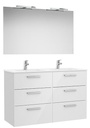 Conj. Pack New Victoria (mueble base 6 caj., lav. doble, esp., 2 ap. LED) 1190x453x741 mm, bl. brillo, (A851609806)