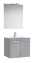 Conjunto Pack New Victoria (mueble base c/puertas, lavabo, espejo y aplique LED) 600x453x515 mm, gris brillo, (A851658516)