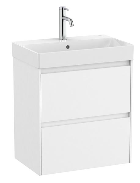 Conjunto Unik Ona (mueble base compacto c/2 cajones y lavabo de FINECERAMIC) 550x360x645 mm, blanco mate, (A851683509)