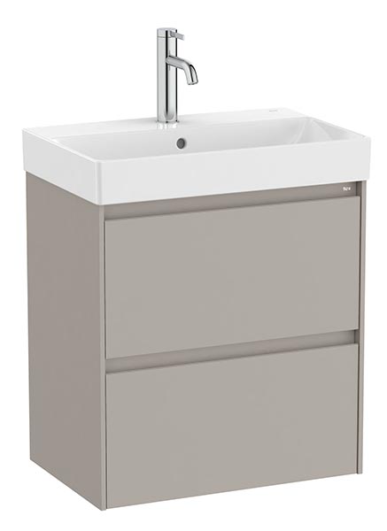 Conjunto Unik Ona (mueble base compacto c/2 cajones y lavabo de FINECERAMIC) 550x360x645 mm, gris mate, (A851683510)