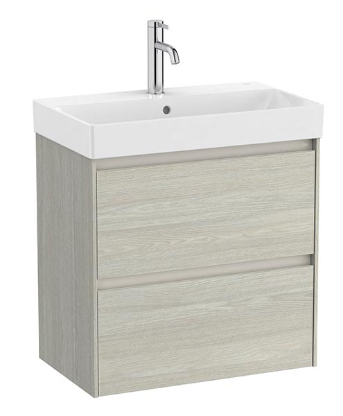 Conjunto Unik Ona (mueble base compacto c/2 cajones y lavabo de FINECERAMIC) 600x360x645 mm, roble claro, (A851684512)