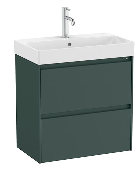 Conjunto Unik Ona (mueble base compacto c/2 cajones y lavabo de FINECERAMIC) 600x360x645 mm, verde mate, (A851684513)