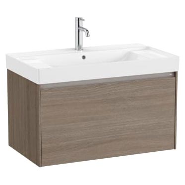 Conjunto Unik Ona (mueble base c/1 cajón y lavabo centrado de FINECERAMIC) 800x460x505 mm, olmo oscuro, (A851685511)