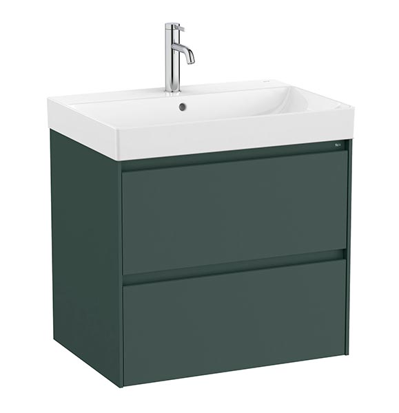 Conjunto Unik Ona (mueble base c/2 cajones y lavabo de FINECERAMIC) 650x460x645 mm, verde mate, (A851689513)