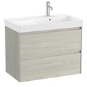 Conjunto Unik Ona (mueble base c/2 cajones y lavabo de FINECERAMIC a la derecha) 800x460x645 mm, roble claro, (A851690512)
