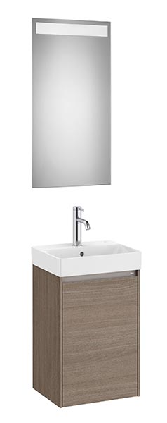 Conjunto Pack Ona (mueble base c/1 puerta, lavabo de FINECERAMIC y espejo LED) 400x320x645 mm, olmo oscuro, (A851695511)