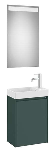 Conjunto Pack Ona (mueble base c/1 puerta, lavabo de FINECERAMIC y espejo LED) 450x260x645 mm, verde mate, (A851696513)