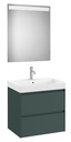 Conjunto Pack Ona (mueble base c/2 cajones, lavabo de FINECERAMIC y espejo LED) 650x460x645 mm, verde mate, (A851705513)
