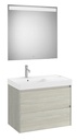 Conjunto Pack Ona (mueble base c/2 cajones, lavabo de FINECERAMIC izq. y espejo LED) 800x460x645 mm, roble claro, (A851708512)