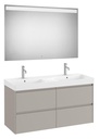 Conjunto Pack Ona (mueble base c/4 cajones, lavabo doble FINECERAMIC y espejo LED) 1200x460x645 mm, gris mate, (A851710510)