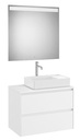 Conjunto Pack Ona (mueble base c/2 caj., lav. FINECERAMIC sobreenc. dcha., espejo LED) 794x457x583 mm, blanco mate, (A851715509)