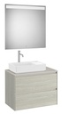Conjunto Pack Ona (mueble base c/2 caj., lav. FINECERAMIC sobreenc. izq., espejo LED) 794x457x583 mm, roble claro, (A851717512)