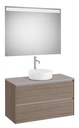 Conjunto Pack Ona (mueble base c/2 caj., lav. FINECERAMIC sobreenc. y espejo LED) 994x457x583 mm, olmo oscuro, (A851718511)